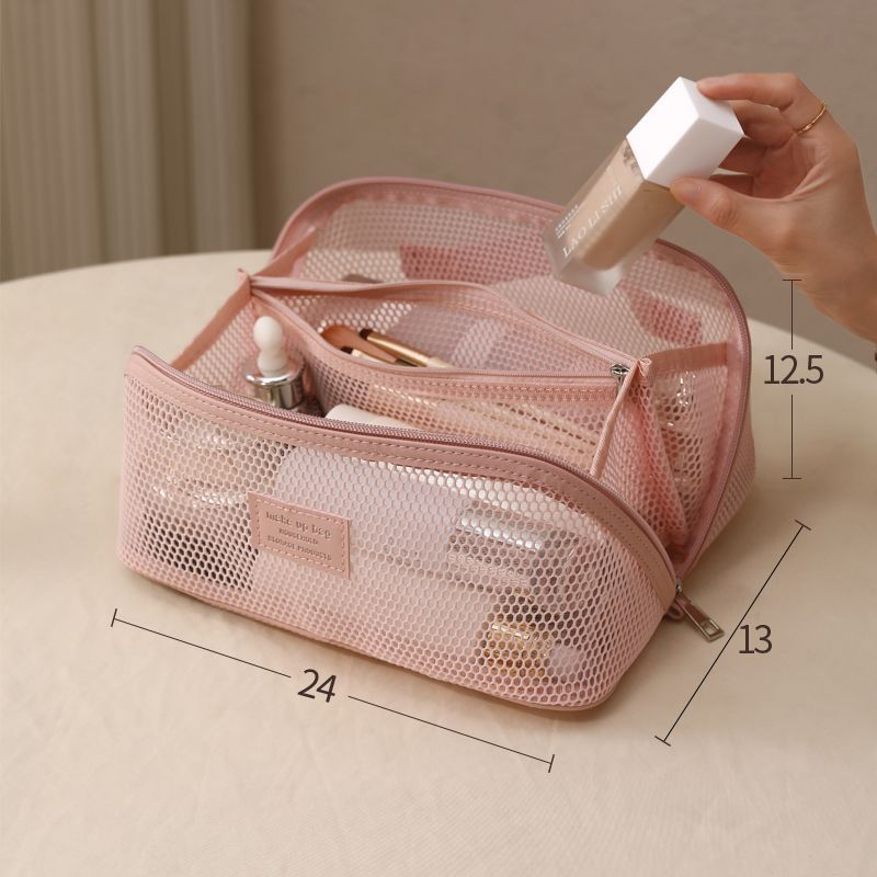 Luxury Skincare Items - Light Luxury Mesh Travel Makeup Bag
